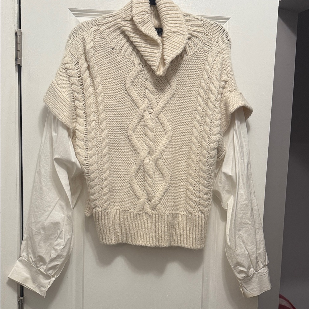 Love Tree Cream Cable Knit Turtleneck Sweater